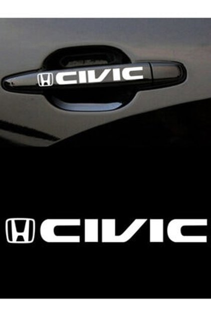 8 Adet Beyaz Renk Honda Civic Kapı Kolu Jant Oto Sticker