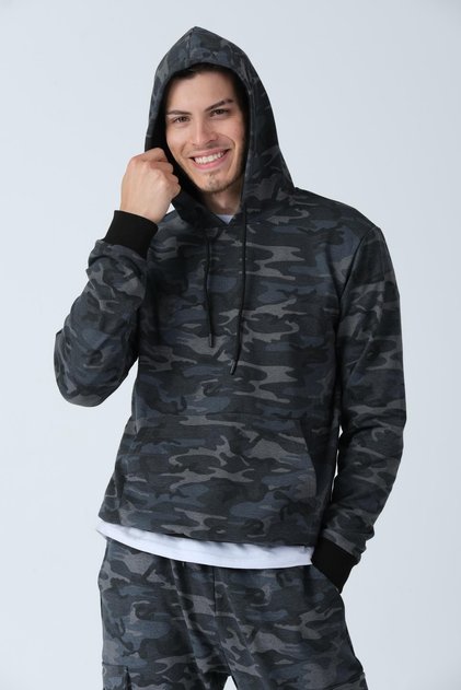 Camouflage Patterned Hooded Sweatshirt (e21-72100)