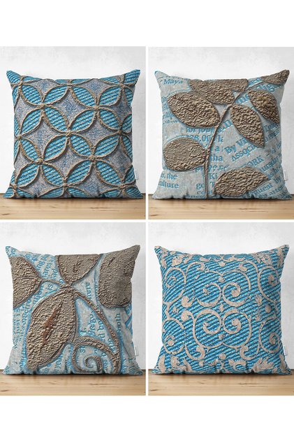 Set of 4 Special Design Digital Printed Suede Pillow and Cushion Covers