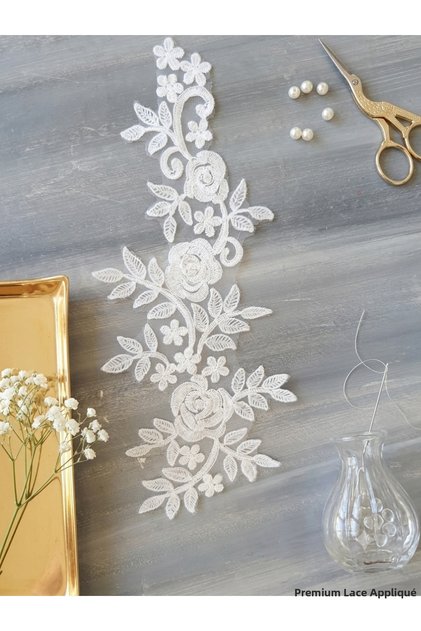 Applique French Guipure Lace 15X35 cm 1 Piece, Lace, Handmade