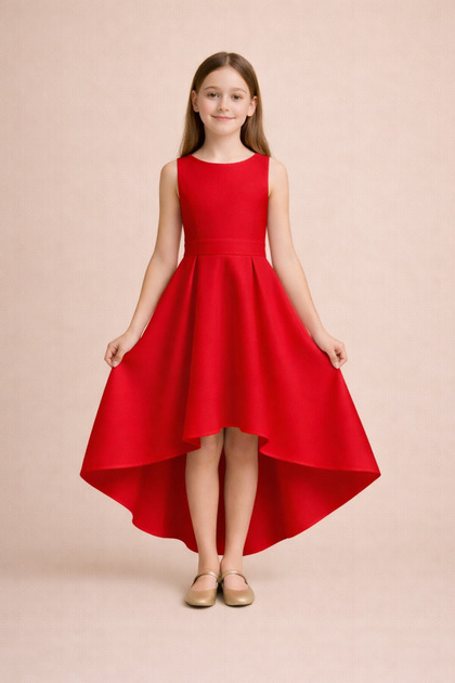 yunn⭐︎kids LIFE nsmkidslife Kız Çocuk Abiye Elbise – Saks Renk Asimetrik Kesim