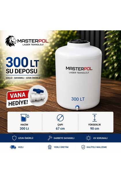 300 Lt Dikey Su Deposu Vana Hediyeli Tankı Bidonu Karavan