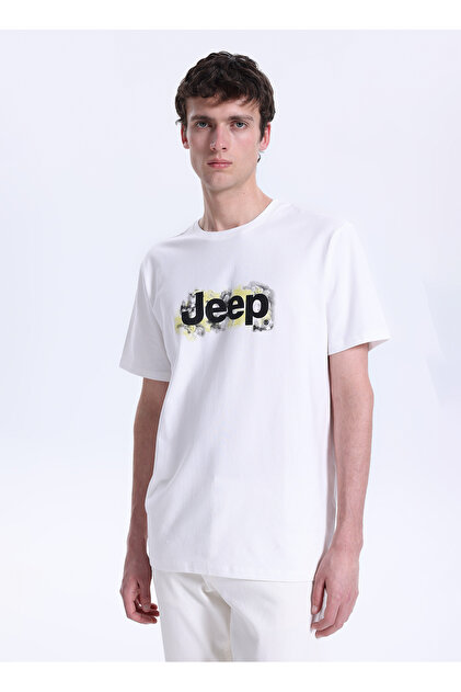 Jeep Kırık Beyaz Erkek Relaxed Baskılı T-Shirt J6SM-TST7323