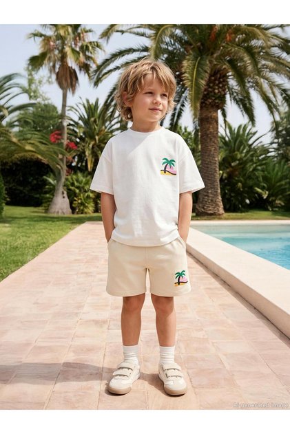 San Surfsea Printed 2-Piece Set for Ages 3-9 - Ecru