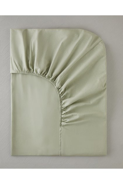 Novella Premium Cotton Textured Single Fitted Sheet 100X200 cm Light Green