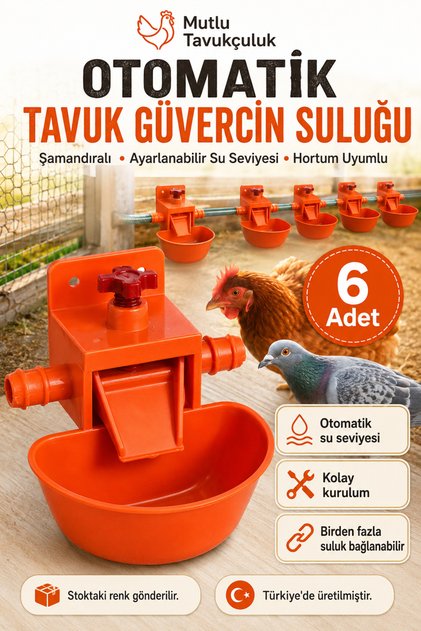 Otomatik Akıllı Tavuk Civciv Suluğu 6 Adet Suluk Hindi Ördek Bıldırcın Güvercin Yumurta