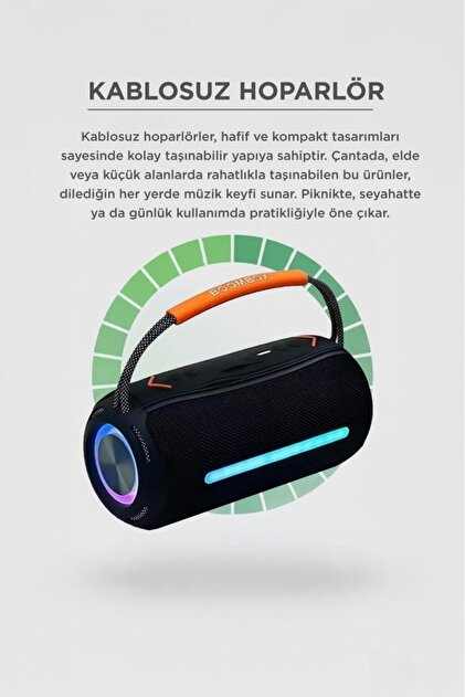 Torima Bluetooth Hoparlör Rgb Işıklı USB TF Destekli Booms Box 360