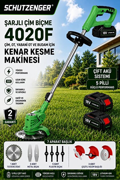 SCHUTZENGER 4020F ŞARJLI OT ÇİM BİÇME KENAR KESME MAKİNESİ 5 PİLLİ