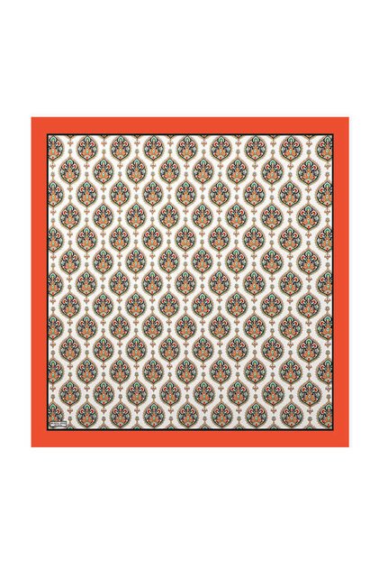 Orange Hatai Pattern Silk Scarf