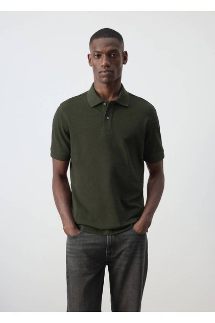 Regular kesim pamuklu pike polo gömlek