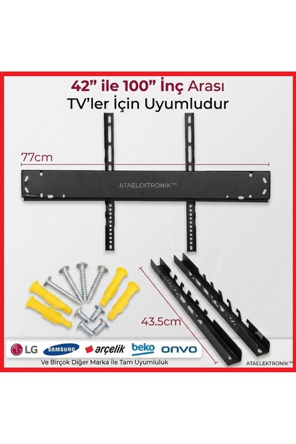 Tüm Markalar 70'' 75'' 77'' 80'' 85'' 90'' 100'' Inç Inç 177 190 195 203 215 Ekran Tv Askı Aparatı