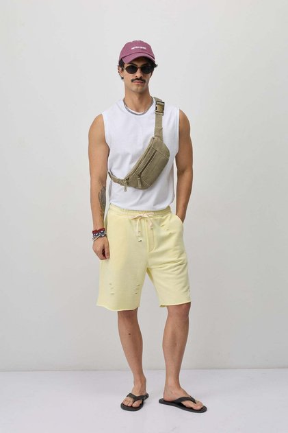Lace-Up Loose Fit Shorts Yellow