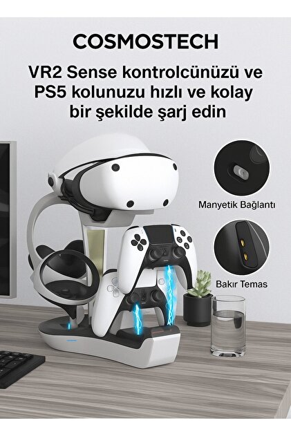 cosmostech Ps5 Vr2 Sanal Gerçeklik Gözlüğü Uyumlu Şarj Standı