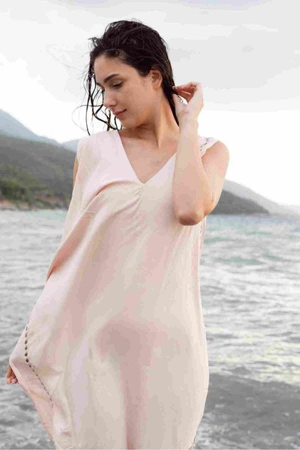 Layla Askılı Elbise Pudra