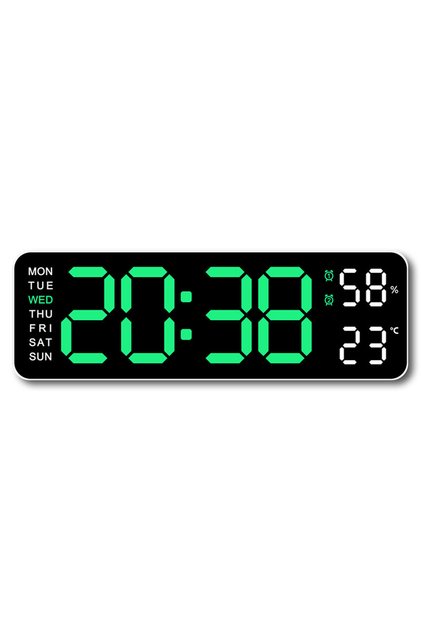 9 inch WG 9 Inch Large Digital Wall Clock USB Powered TEMP Humidity Week Auto Dimmer DST Table Clock