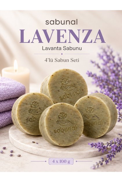 Lavenza Lavender Soap 4 Pieces - Relaxing Daily Skin Care Soap with Lavender Scent