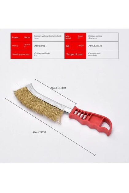 Yellow Multi-function Tool Wire Brush Copper Plated (Stainless Steel Brush, 1PCS) Long Handle Kitche