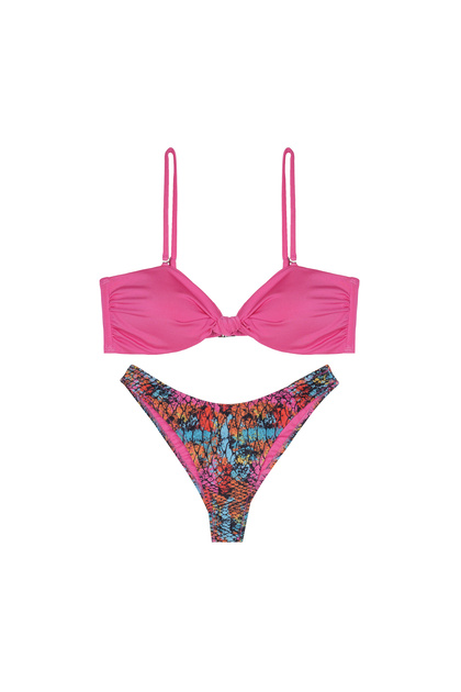 Covered Cut Knot Detailed Adjustable Strap Bikini Set