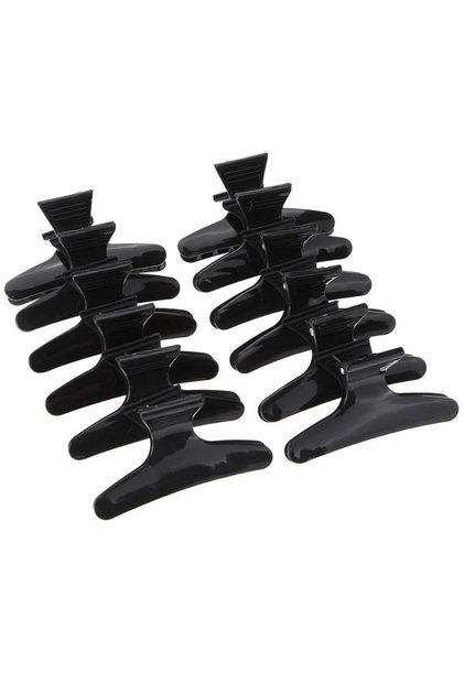Black-12pcs HuDJ 12 Professional Butterfly Hair Clips, Fashionable Hair Clips, Used for Hair Styling