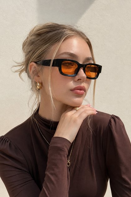 Cels Unisex Orange Black 2036 Square Sunglasses