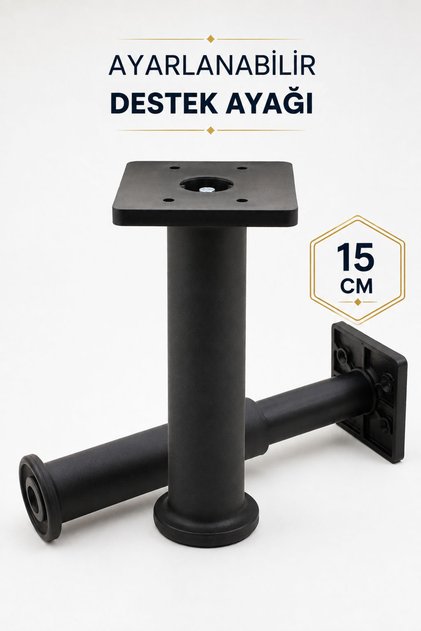 AYARLANABİLİR Mobilya Kanepe Tv Ünitesi Koltuk Destek Yükseltici Ayağı 15 Cm Siyah Baza Ayakları