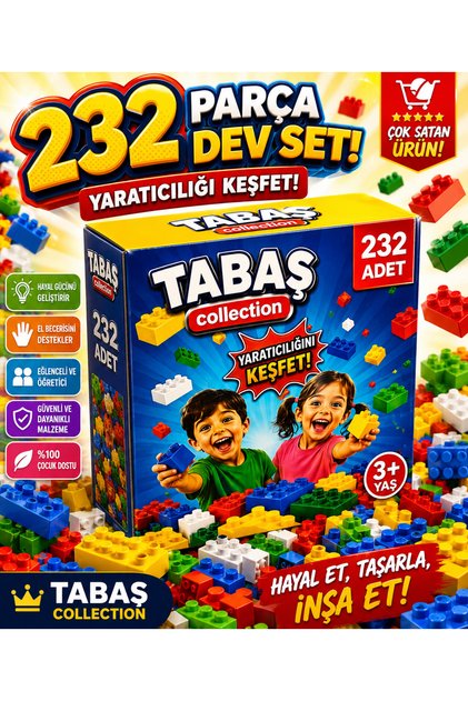 TABAŞCOLLECTİON 232 PARÇA LEGO SETİ EGİTİCİ ZEKA GELİŞTİRİCİ