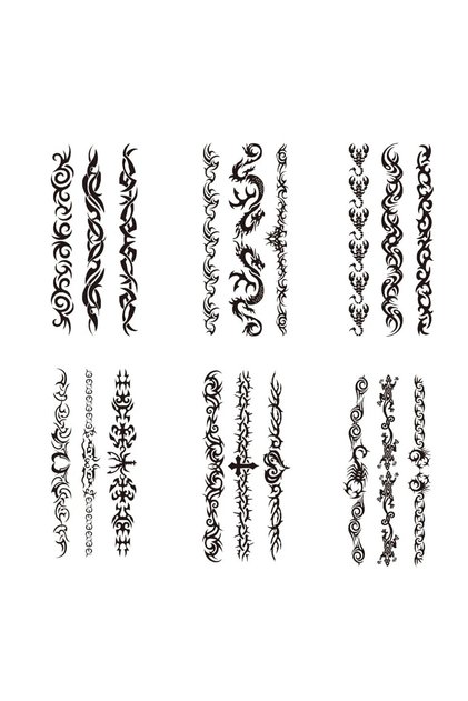 M6A1(6pcs) 6pcs Black Thorns Tribal Totem Waterproof Temporary Tattoo Sticker Scorpion Fake Tattoo S