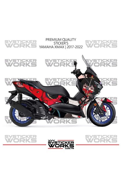 Yamaha Xmax Kaplama Sticker Anime Girl Design Motor Kaplama Modeli Hazır Kit 2017-2022 Uyumlu
