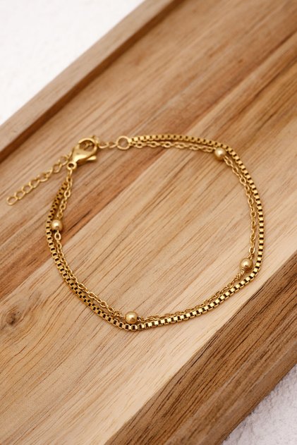 Steel Tia Bracelet Combination Chain Florya Dorika&Box Square Bracelet 17+4Cm&21Cm