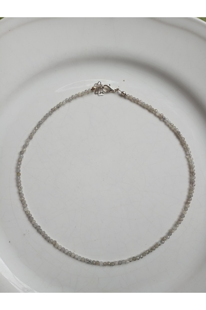 3 mm faset kesim gerçek doğal labradorit kolye