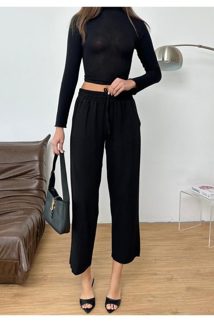 New Season Sweat-Proof 100% Linen Fabric Pants with Full Elastic Waist and Lace-Up Ankle Cuffs