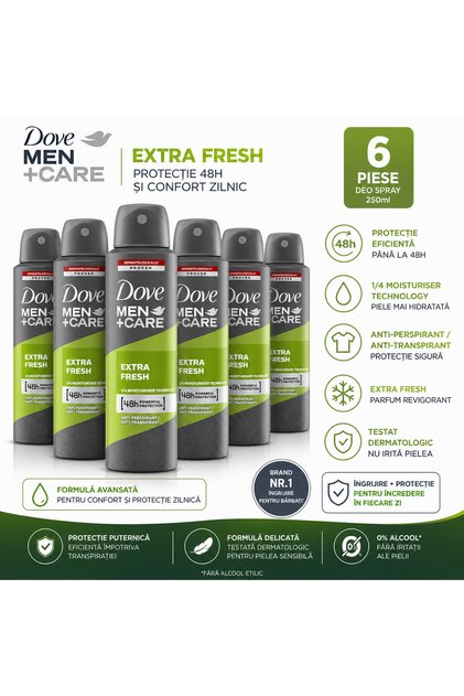 Set 6 x Deodorant Antiperspirant Spray Men+Care Extra Fresh, 150 ml