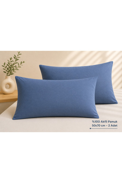 100% Cotton Fabric Covered Pillowcase 50X70 Set of 2 Soft Textured