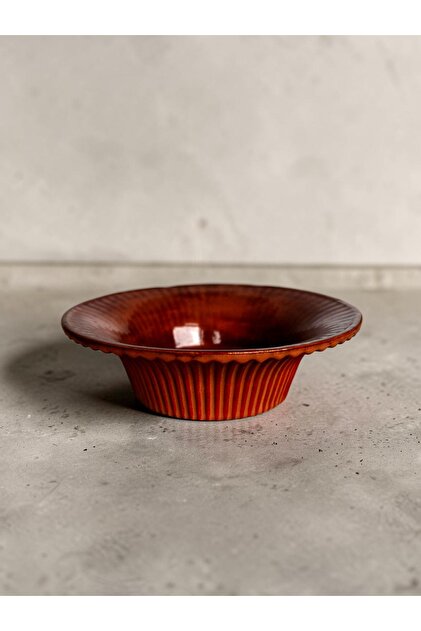 Design 25.07 El Yapımı Rustik Seramik Kase - Kırmızı Kil Dokulu - Sunum ve Meze Kasesi