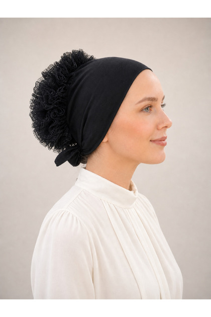 Cotton Ruffled Seamless Bun Cap | Daily Stylish Hijab Bonnet