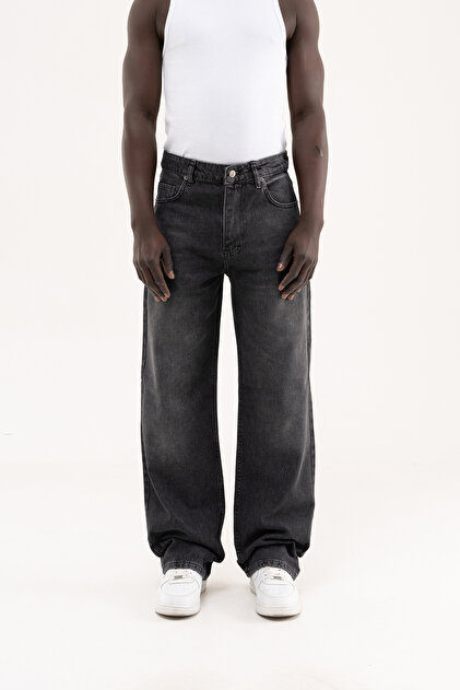 Men's Effect Baggy Jean Trousers Black