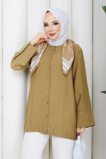 Women's Scarf Wide Sleeve Detailed Shirt