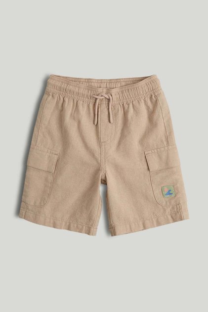 Brown Linen Blend Cargo Shorts