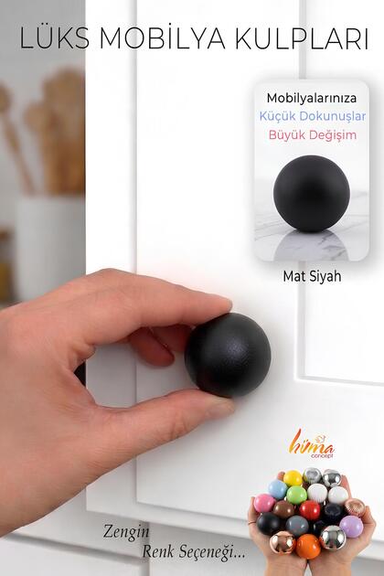 Hard Plastic Button Round Ball Matte Black Cabinet Furniture Kitchen Cupboard Drawer Handle Knob Handles