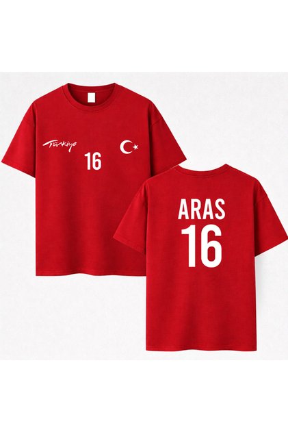Kişiye Özel İsim Baskılı Milli Takım Dünya Kupası Unisex Kırmızı Tişört T-shirt