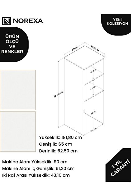 NOREXA Çamaşır Makinesi Dolabı Çok Raflı Banyo Düzenleyici Dolap
