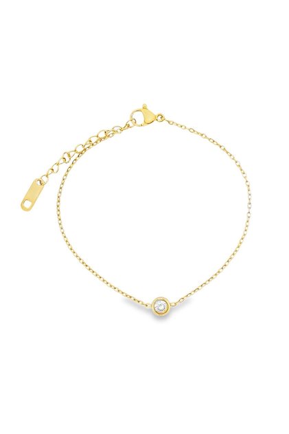 Brățară solitaire cu montură placată cu aur de 14k, din oțel inoxidabil