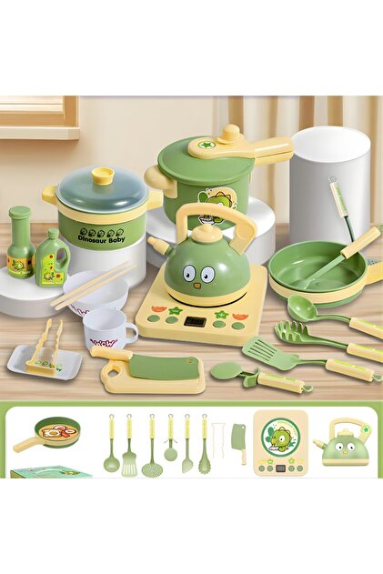 Σετ Αξεσουάρ Παιδικής Κουζίνας Petite Cook, Ηλεκτρική Λειτουργική Εστία, 3+ ετών, Πράσινο