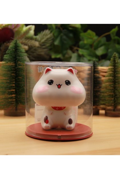 Japon Kültürü Maneki Neko Bereket Şans Kedisi Solar Panelli - Kafa Sallayan - Model2