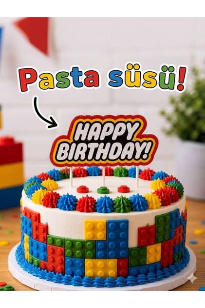 3D Baskılı “Doğum Günün Kutlu Olsun” Pasta Süsü – LEGO’dan Esinlenen Tasarım