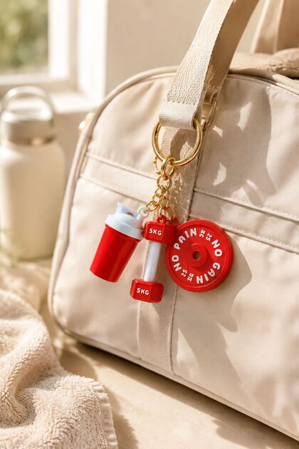 Fitness Charm Keychain Set - Special for Sports and Fitness Enthusiasts - Stainless Premium Keychain