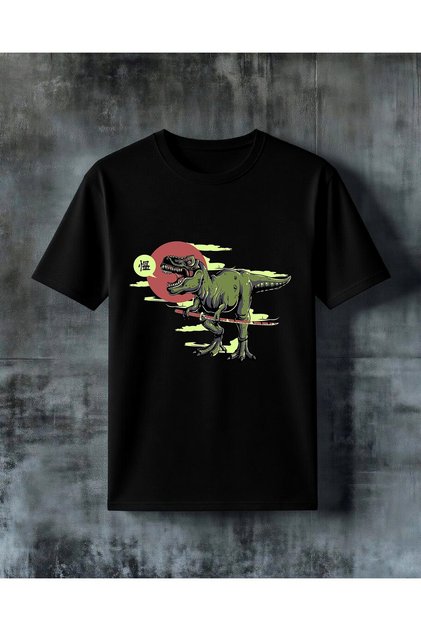 Dino Samurai Green Rex Printed Oversize T-Shirt