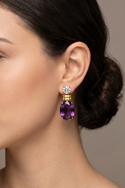 Damla Crystal Stud Earrings 3 Cm.