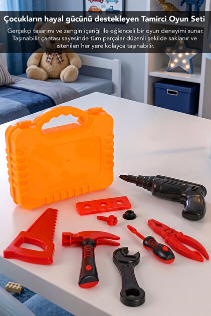 Meleni Toys 10 Parça Tamirci Oyun Seti - Taşınabilir Çantalı