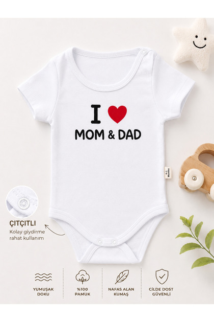Unisex Baby Bodysuit 100% Cotton Soft Textured Bodysuit / Mom & Dad